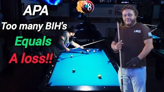 Too many BIHs will lose you the game  SL3 Linardo vs SL3 Jorge  APA 8Ball Match [upl. by Marelya]