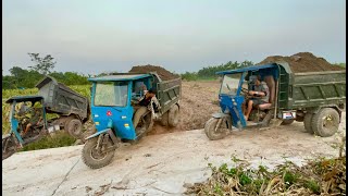 Large threewheeled vehicle carrying soil Dàn công nông siêu khủng chở đất sa lầy cực căng [upl. by Gniliem]