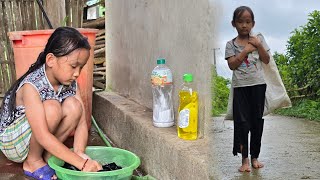 poor girl lives alone picks up trash to sell grows vegetables cooks her own food [upl. by Swithin]