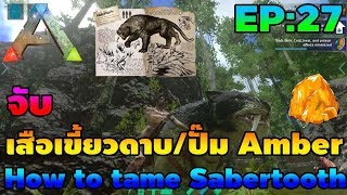 Ark Mobile EP 27 จับเสือเขี้ยวดาบวิธีปั๊ม Amber  Tame Sabertooth [upl. by Aruon]