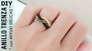 DIY COMO HACER ANILLO MIYUKI DELICAS  ANILLOS DE MODA 2022  ANILLO TRENZA CON DELICAS [upl. by Lydia]