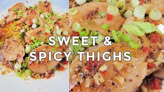 Sweet amp Spicy Honey Garlic Dijon mustard Chicken Thighs 15 Minute Dinner Recipe [upl. by Tarra]