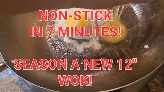 The Ultimate Pan NonStick in 7 minutes Season a new 12quot Wok [upl. by Drawyeh]