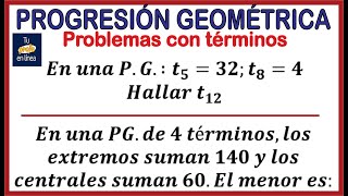 PROGRESION GEOMÉTRICA Problemas con Términos [upl. by Robina118]