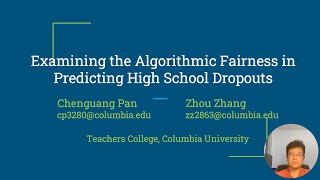 Examining Algorithmic Fairness in Predicting High School Dropouts Accepted by EDM2024 [upl. by Linad]