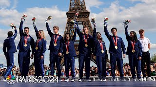 US figure skating team receives 2022 Beijing gold at the Paris Olympics  NBC Sports [upl. by Olfe459]