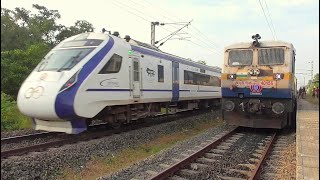 Glorious KONKAN RAILWAYS  Vande Bharat amp Tejas Exp SINGLE LINE Crossing Mandovi Express [upl. by Marga794]