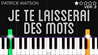 Patrick Watson  je te laisserai des mots  EASY Piano Tutorial [upl. by Aneerol425]