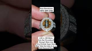 Cats Eye Chrysoberyl 425ct GRI Perfect Line glassyamp Christal Wide Table GD Ring 081338912710 [upl. by Bamby332]