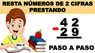 RESTA DE NUMEROS DE DOS CIFRAS PRESTANDO O REAGRUPANDO PARA NIÃ‘OS DE PRIMARIA [upl. by Abigale]