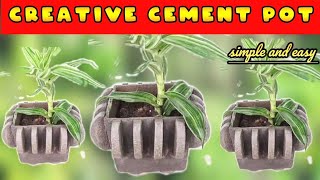 80  how to make cement flower pot  creative ideas of cement  DKcraft341 [upl. by Attelra]