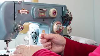 How to thread a vintage Morse MZZ sewing machine tutorial [upl. by Zena]