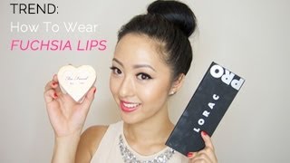 TREND Bright Lip Makeup Tutorial How to wear Fuchsia Lipstick [upl. by Aistek]