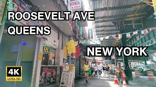 Walking Roosevelt Avenue  Jackson Heights Queens New York City Tour 4K [upl. by Ileray]