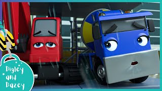 Rainy Day With Digley amp CJ 🌧️🌧️🌧️ 🚧 🚜  Digley and Dazey  Kids Construction Truck Cartoons [upl. by Anieral]