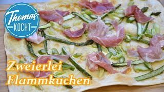 Flammkuchen mit Spargel und Schinken  Birne  Ziegenkäse  Teig ohne Hefe [upl. by Lewan]