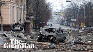 Ukraine footage shows devastation in Kharkiv after Russian shelling [upl. by Nioe]