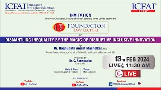 LIVE INVITATION FOR 13TH FOUNDATION DAY LECTURE  ICFAI GROUP HYDERABAD [upl. by Alicirp]