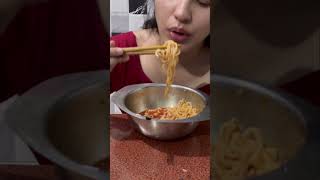 Samyang 2x Spicy Buldak Ramen ASMRasmr buldak ramen mukbang [upl. by Arriaet]