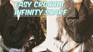 EASY CROCHET RIBBED INFINITY SCARF [upl. by Raseac759]