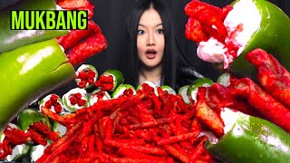 Viral TikTok Jalapeños Takis amp Cream Cheese 🔥 Super Crunchy Eating Cooking Show MUKBANG 먹방 [upl. by Tal]