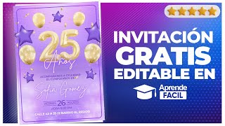 Como hacer invitacion animada de 25 años para enviar por whatsapp [upl. by Vincent]