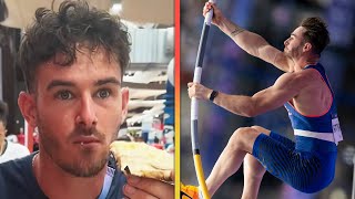 French Pole Vaulter JOKES About His Package Going Viral [upl. by Nallij]