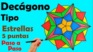 Estrellas de 5 puntas multicolor teselados paso a paso [upl. by Yelich]