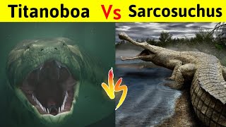 Sarcosuchus Vs Titanoboa  Prehistoric काल के विशाल मगरमच्छ और साँप की लड़ाई [upl. by Odelinda]