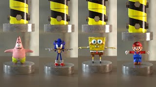 Sonic Super Mario amp SpongeBob  Satisfying Hydraulic Press Compilation😁 [upl. by Veal915]