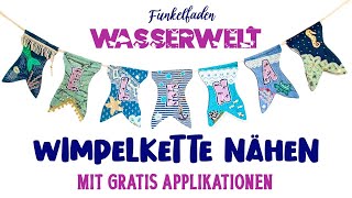 Wimpelkette mit Namen nähen für Anfänger  gratis Vorlage Meerliebe  Geschenke zur Geburt nähen [upl. by Naeloj180]