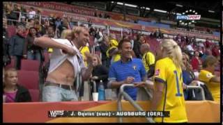 Josefine Öqvist quotuncensored versionquot changing shirt with german supporter [upl. by Reiser]