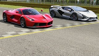 Ferrari LaFerrari vs Lamborghini Sian at Monza Full Course [upl. by Cerellia732]