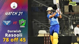 APLT20 M21 Darwish Rasoolis innings of 7845 against Nangarhar Leopards [upl. by Drugge996]