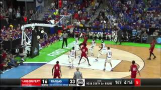 Kansas vs Austin Peay Sviatoslav Mykhailiuk dunk [upl. by Ylrebmyk467]