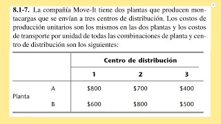 La compañía MoveIt tiene dos plantas que producen montacargas que se envían a tres SOLUCIONADO [upl. by Henning672]