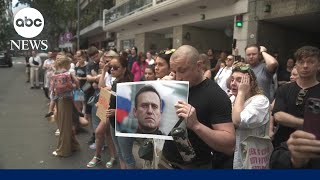 Demonstrators across Russia hold rallies in memory of Navalny [upl. by Drugge]