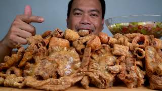 THE CRISPYIEST CHICHARON BULAKLAK  CRISPY PIG BUNGS  MUKBANG ASMR [upl. by Aynam]