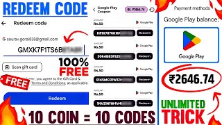 100 free google play redeem code  how to get free redeem code for play store [upl. by Cindelyn]