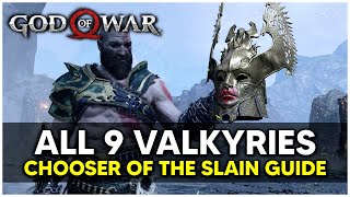 God of War  All 9 Valkyrie Locations Chooser of the Slain Trophy Guide [upl. by Ahsiuqal]