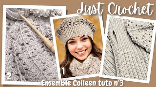 😍 MAGNIFIQUE ENSEMBLE AU CROCHET LES MITAINES TUTO3️⃣ COLLEEN 😜SUPER ÉCONOMIQUE MamieCrochet [upl. by Mairem]