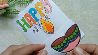 DIY How to make very easy Diwali Card  Handmade Diwali Greeting card making 2024 trending diwali [upl. by Konopka]