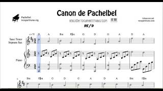 Canon de Pachelbel en D Partitura de Saxo Tenor y Soprano Sax y Piano DÚO Sheet Music for Tenor Sax [upl. by Ahsineg840]