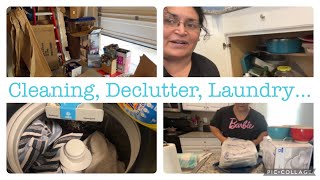 Cleaning Saturday cardboard recycle pickup declutter and laundry [upl. by Ahsenik]