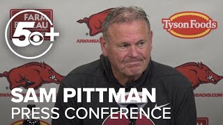 Arkansas Head Football Coach Sam Pittman speaks ahead of LA Tech game [upl. by Levina233]