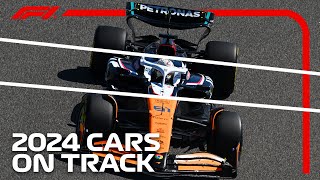 CARS ON TRACK  F1 PreSeason Testing 2024 [upl. by Ainoz341]