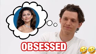 Tom Holland being IN LOVE with ZENDAYA for 2 minutes straight [upl. by Ennovihc]