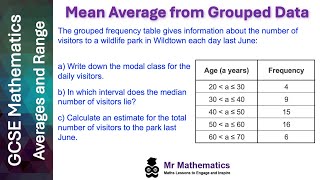 Mean from Grouped Data  Mr Mathematics [upl. by Gile]