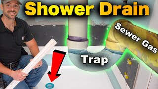 How To Plumb A Shower Drain  Connecting Shower Drain To Plumbing [upl. by Nuahsar]