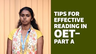 Tips for Effective Reading in OET Part A  OET Coaching Kottayam Kochi Kozhikode Thiruvalla [upl. by Nylimaj788]